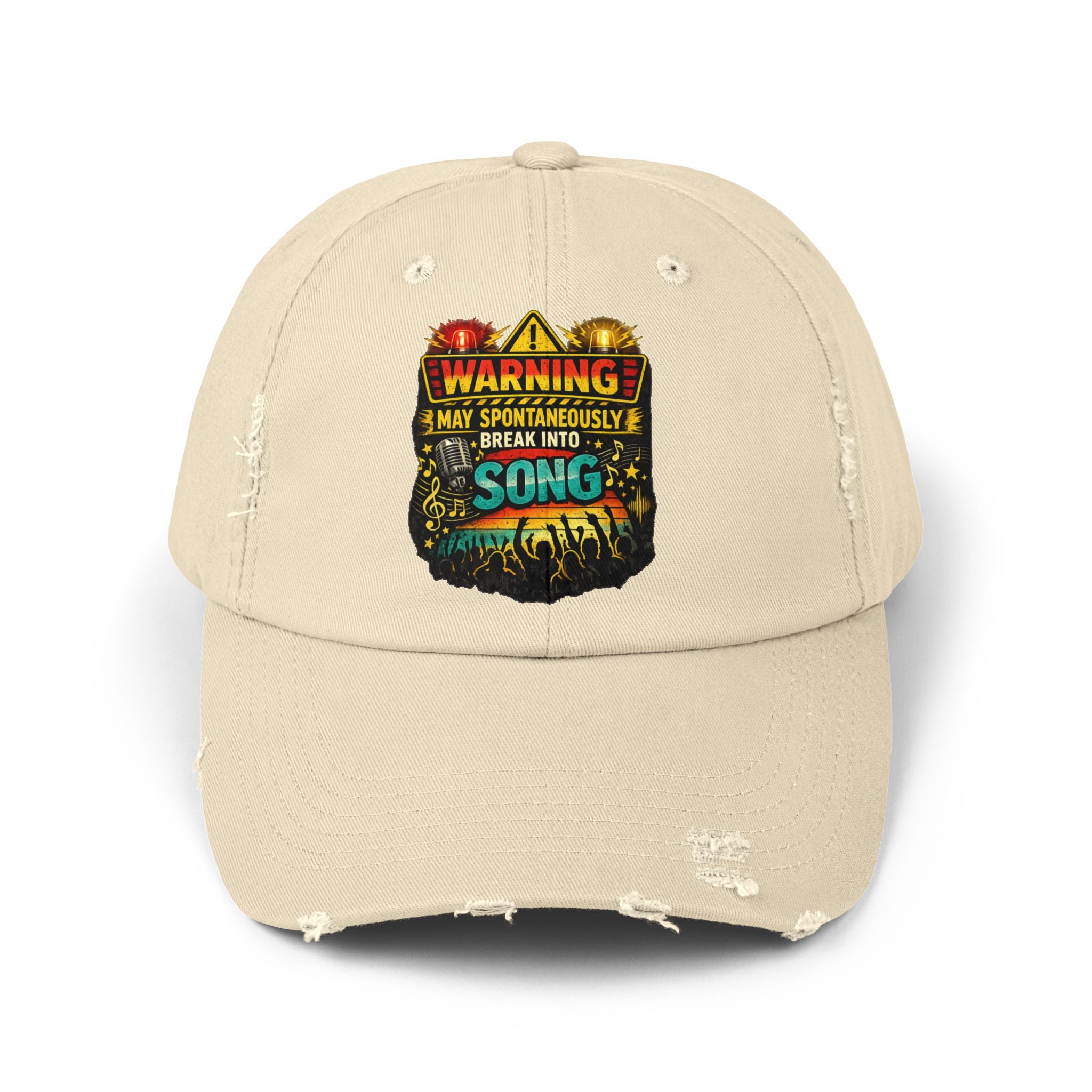 Distressed Cap — "Warning I May Spontaneously Break Into Song" Music Lover Hat