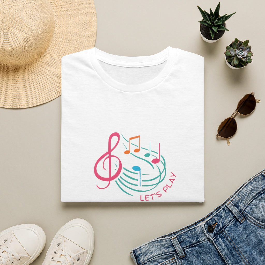 Let's Play Music T-Shirt — Colorful Treble Clef & Notes Graphic