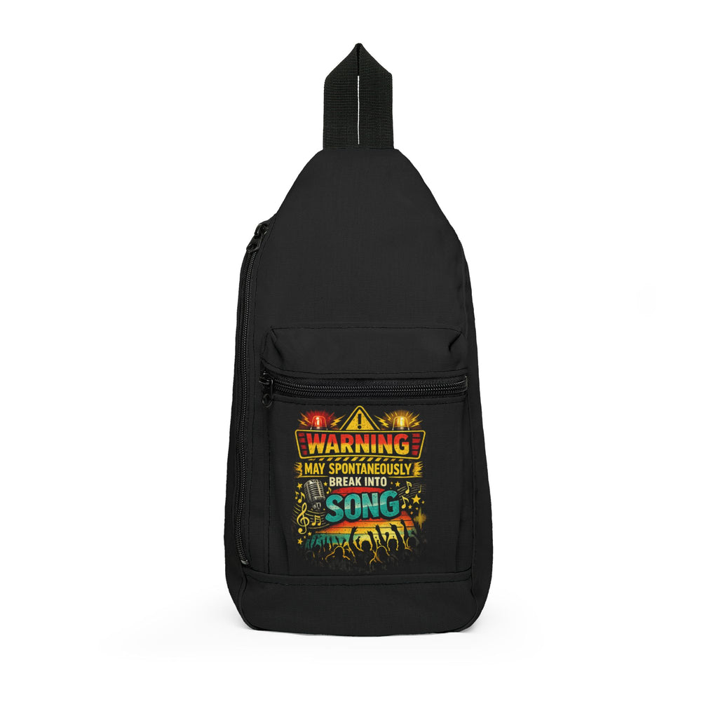 Sling Bag — "Warning I May Spontaneously Break Into Song" Colorful Music Graphic