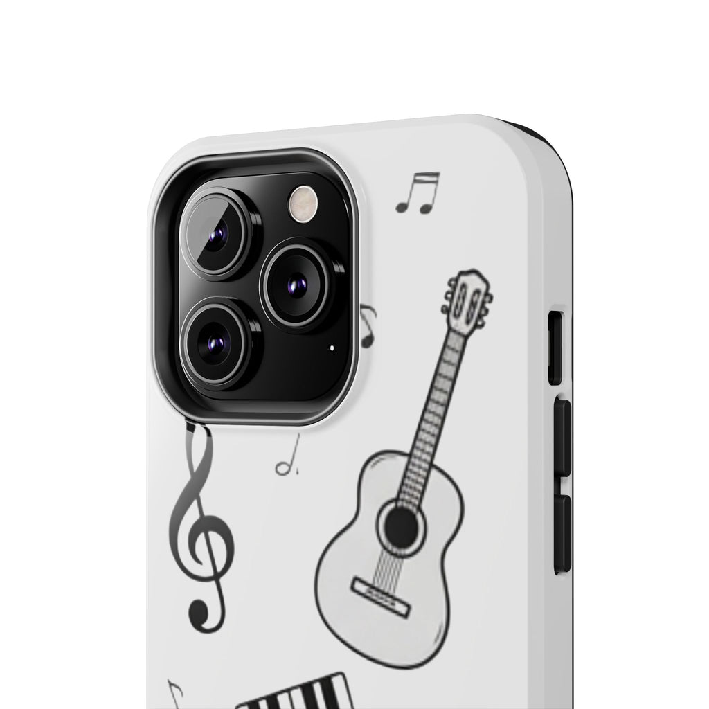 Black Music Icons Tough Phone Case | Guitar, Microphone, Keyboard, Headphones