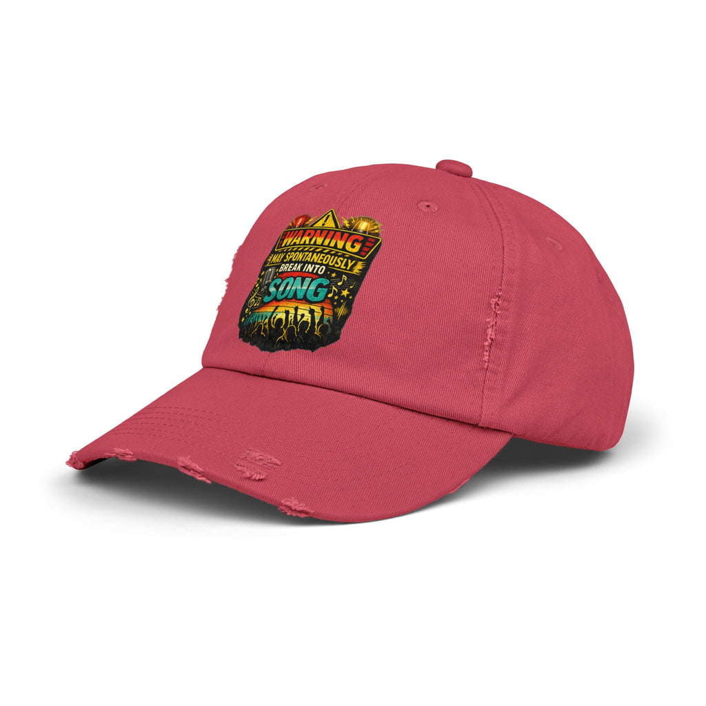 Distressed Cap — "Warning I May Spontaneously Break Into Song" Music Lover Hat