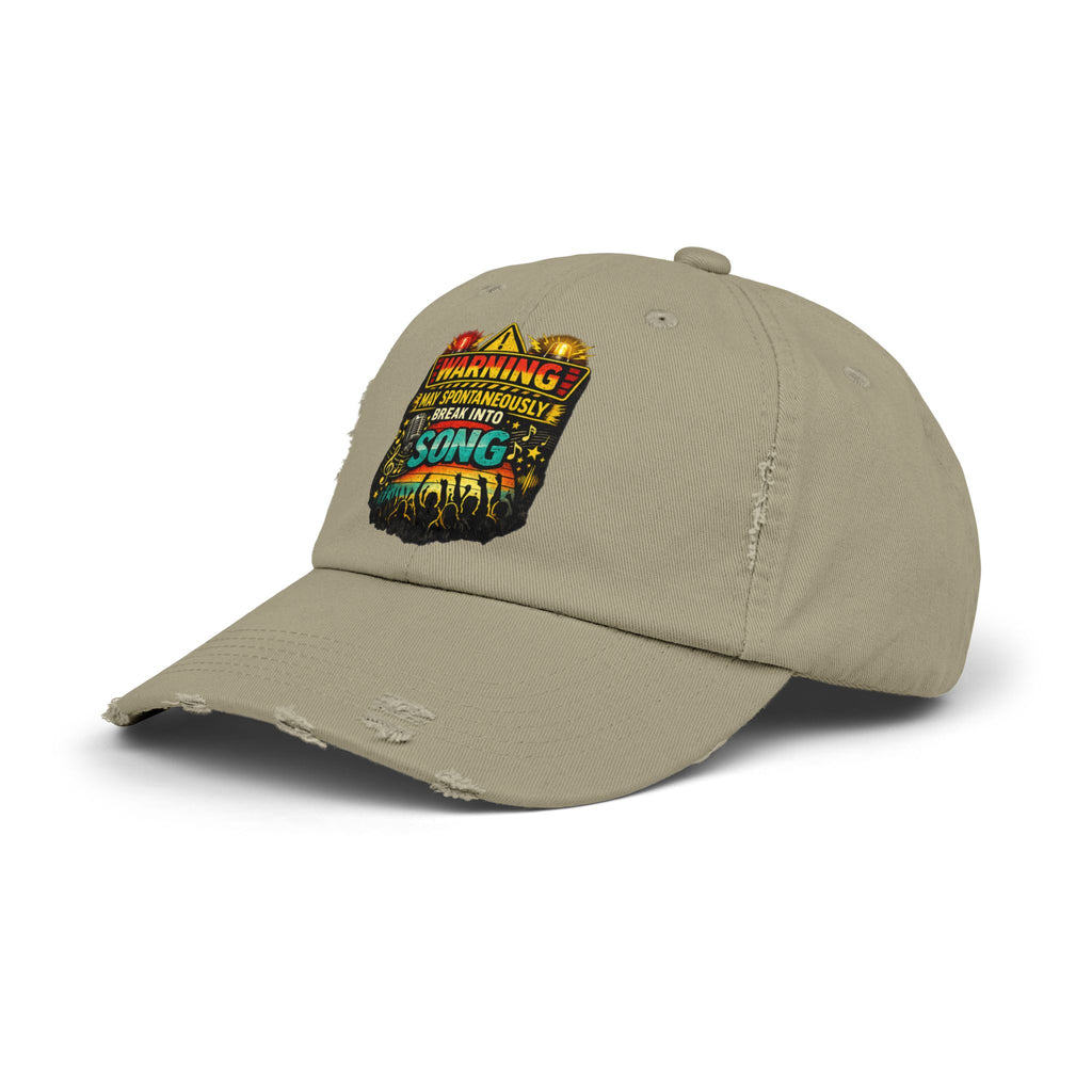 Distressed Cap — "Warning I May Spontaneously Break Into Song" Music Lover Hat