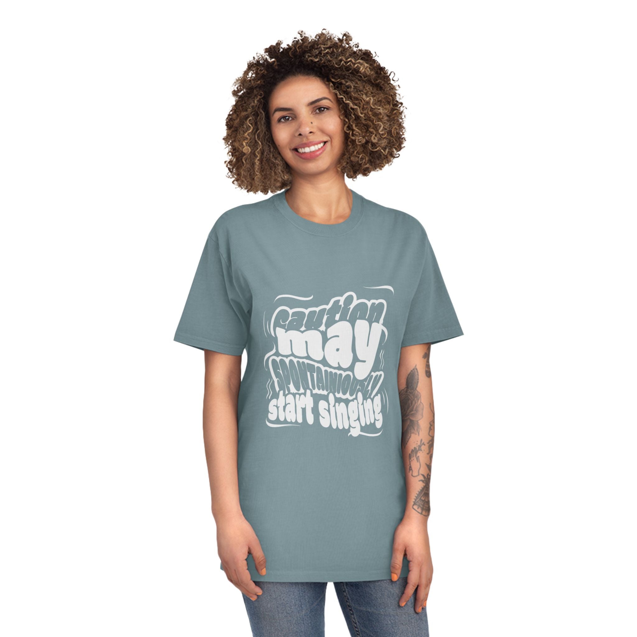 May Start Singing T-Shirt — Retro Wavy Text Graphic Tee