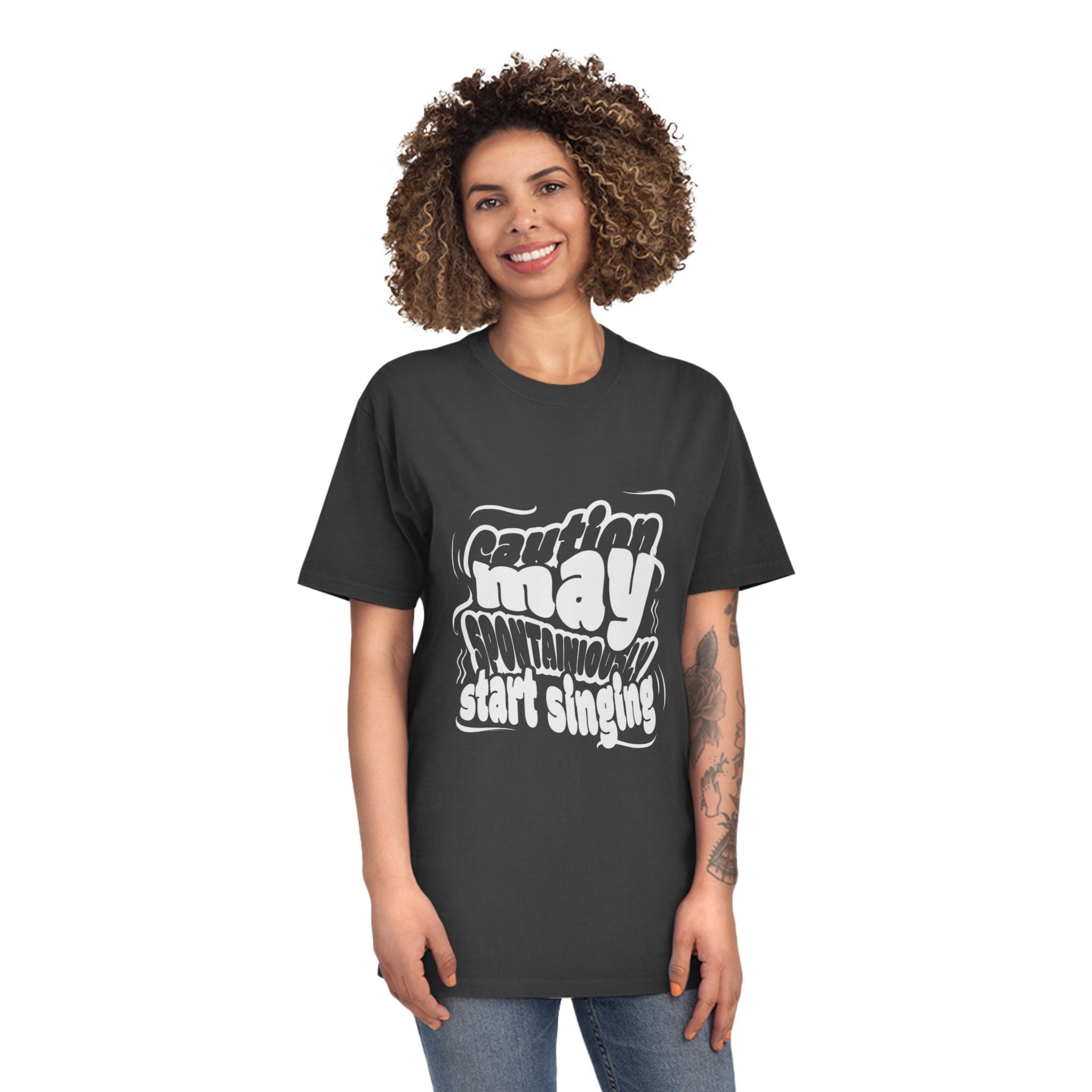 May Start Singing T-Shirt — Retro Wavy Text Graphic Tee