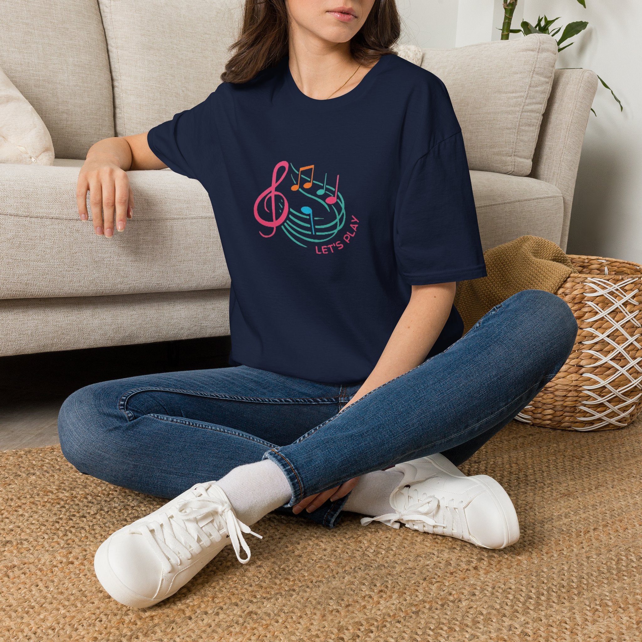 Let's Play Music T-Shirt — Colorful Treble Clef & Notes Graphic