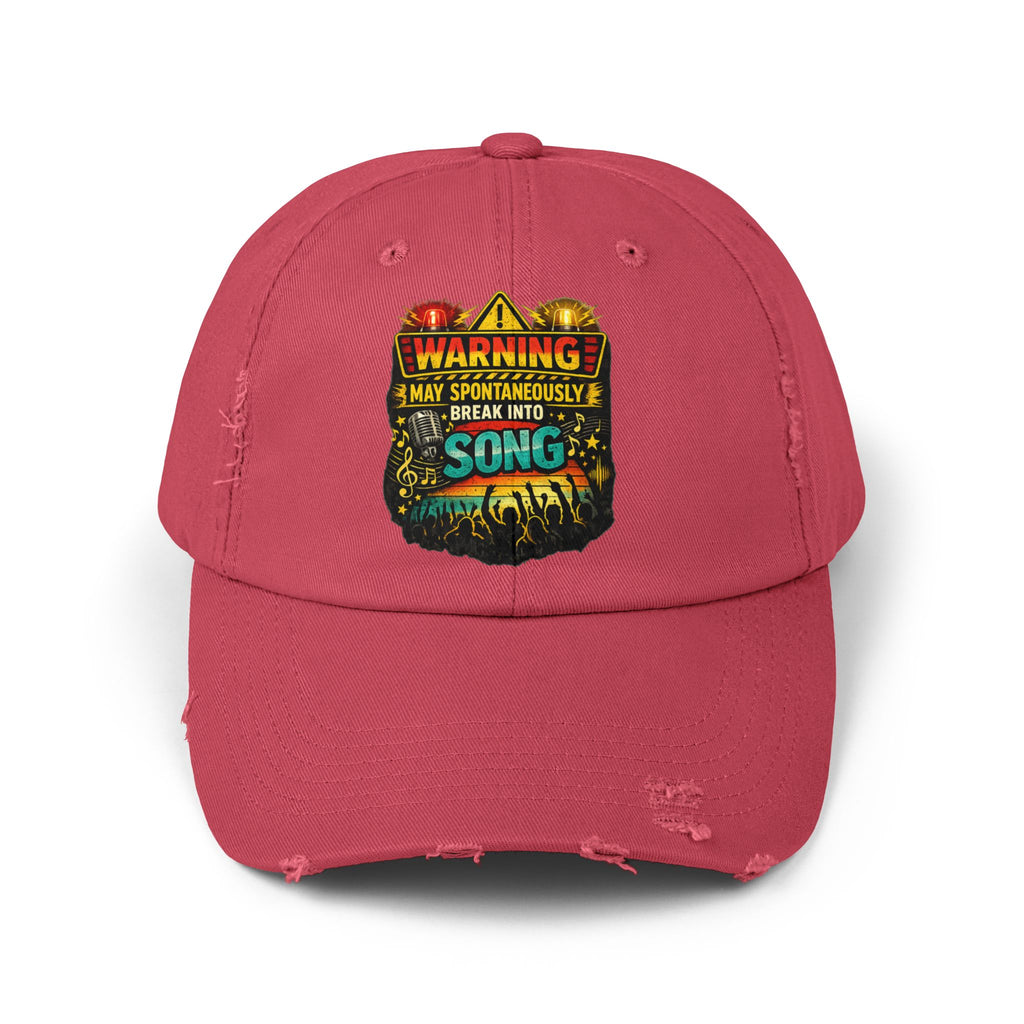 Distressed Cap — "Warning I May Spontaneously Break Into Song" Music Lover Hat