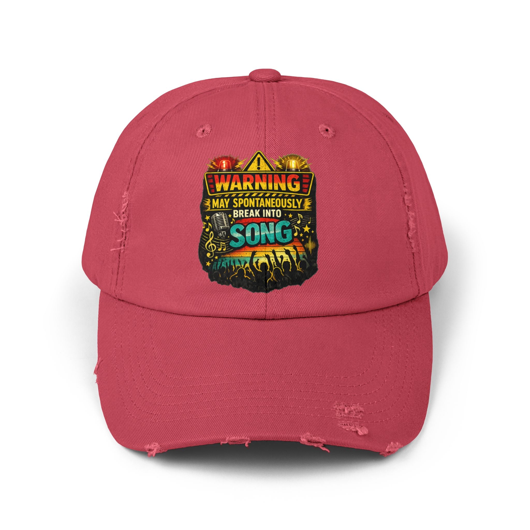 Distressed Cap — "Warning I May Spontaneously Break Into Song" Music Lover Hat