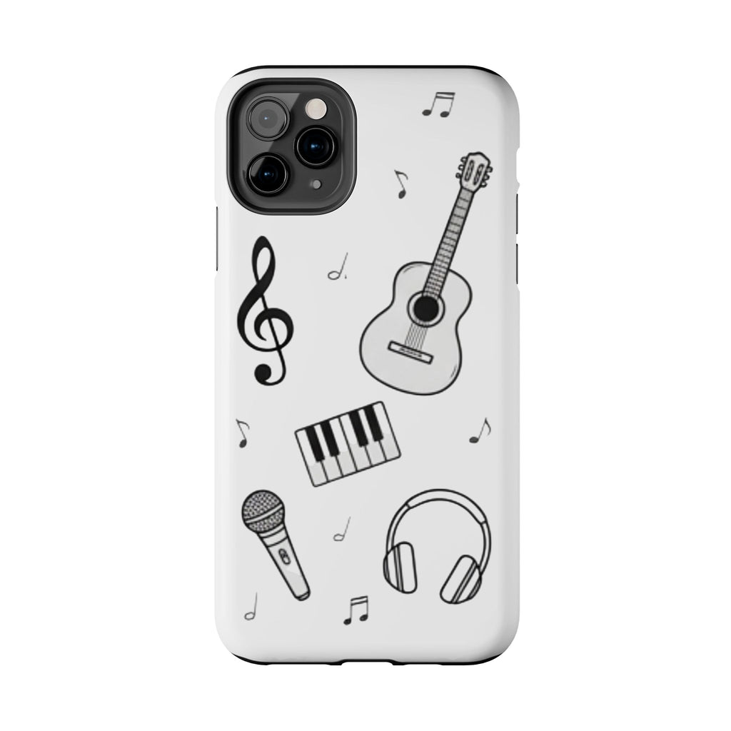 Black Music Icons Tough Phone Case | Guitar, Microphone, Keyboard, Headphones