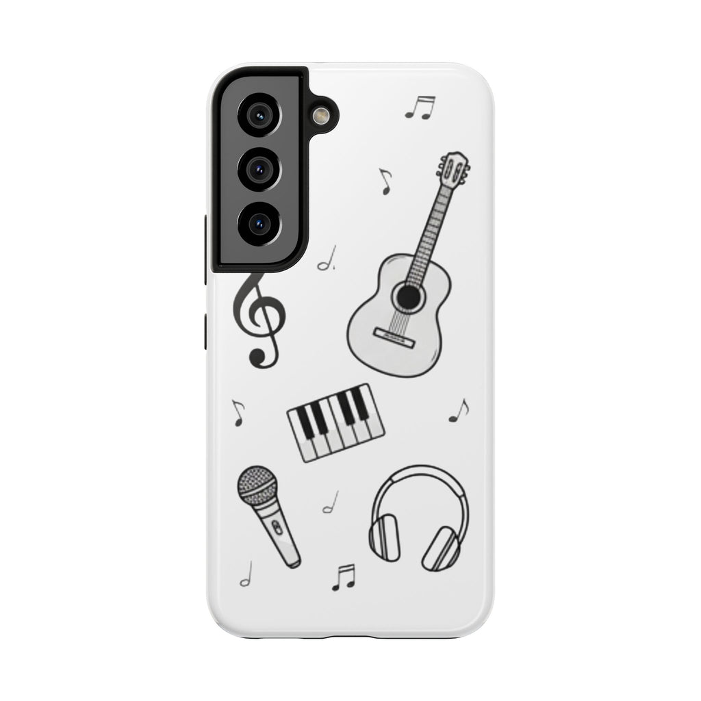 Black Music Icons Tough Phone Case | Guitar, Microphone, Keyboard, Headphones