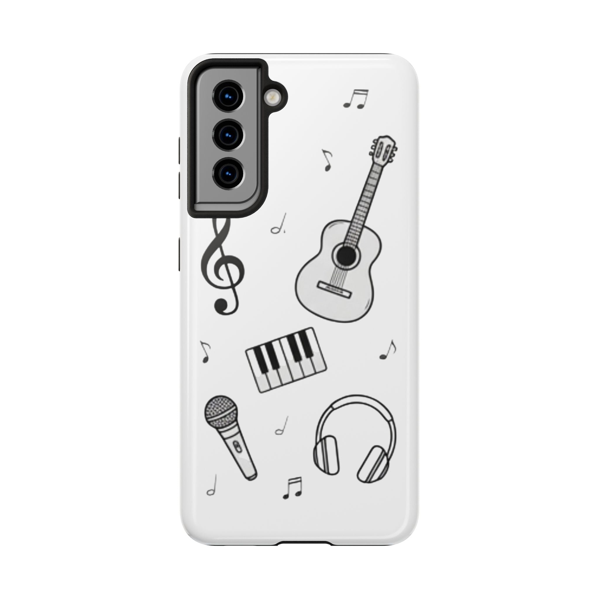 Black Music Icons Tough Phone Case | Guitar, Microphone, Keyboard, Headphones