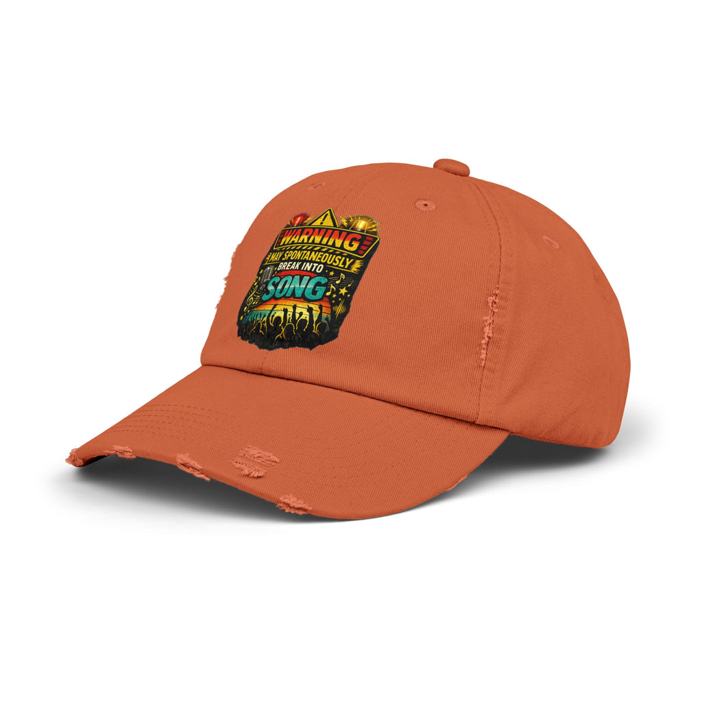 Distressed Cap — "Warning I May Spontaneously Break Into Song" Music Lover Hat