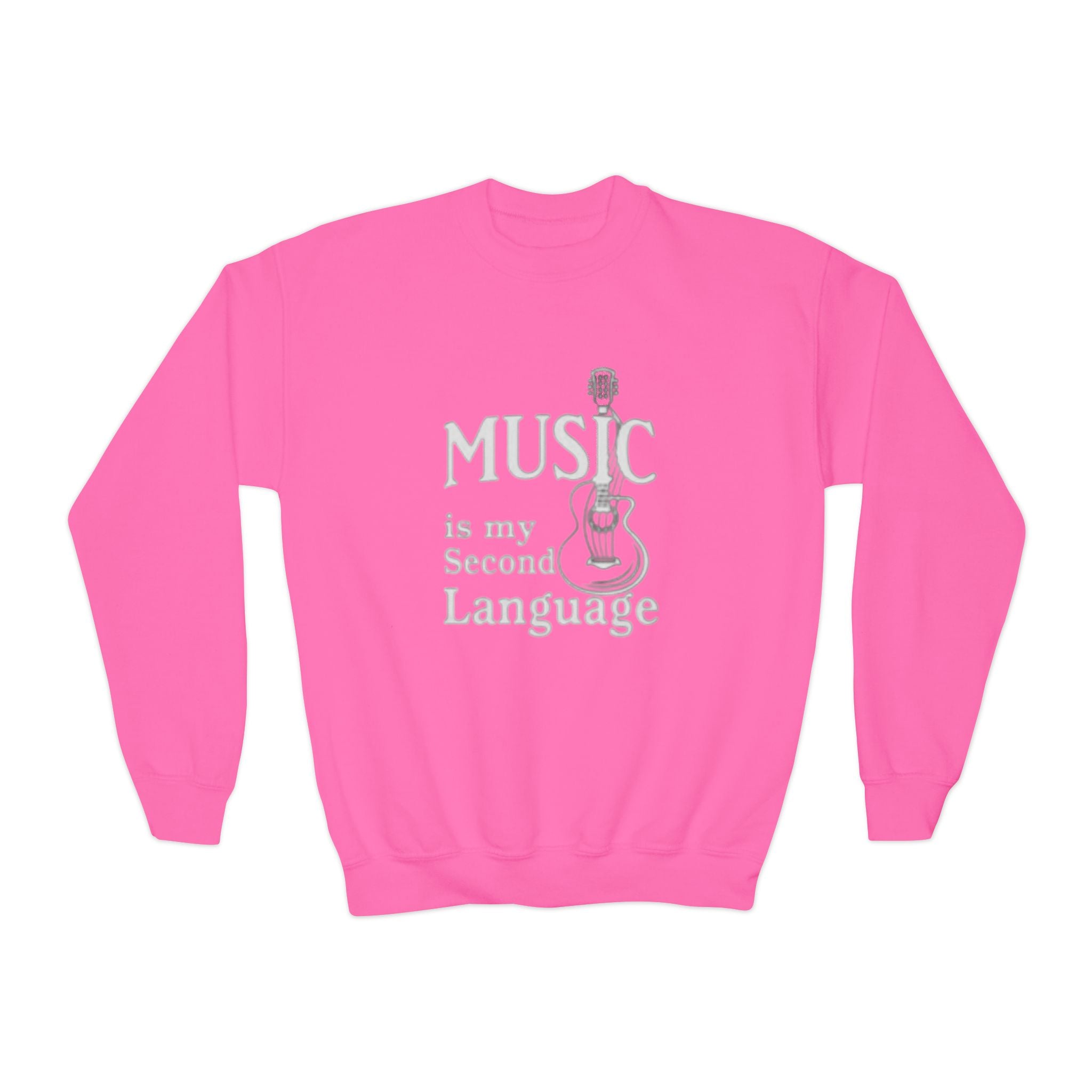 Youth Sweatshirt - "Music Is My Second Language" Guitar Crewneck