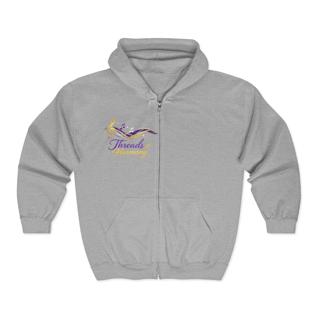 Threads of Harmony Zip Hoodie — Music Note Choir Apparel