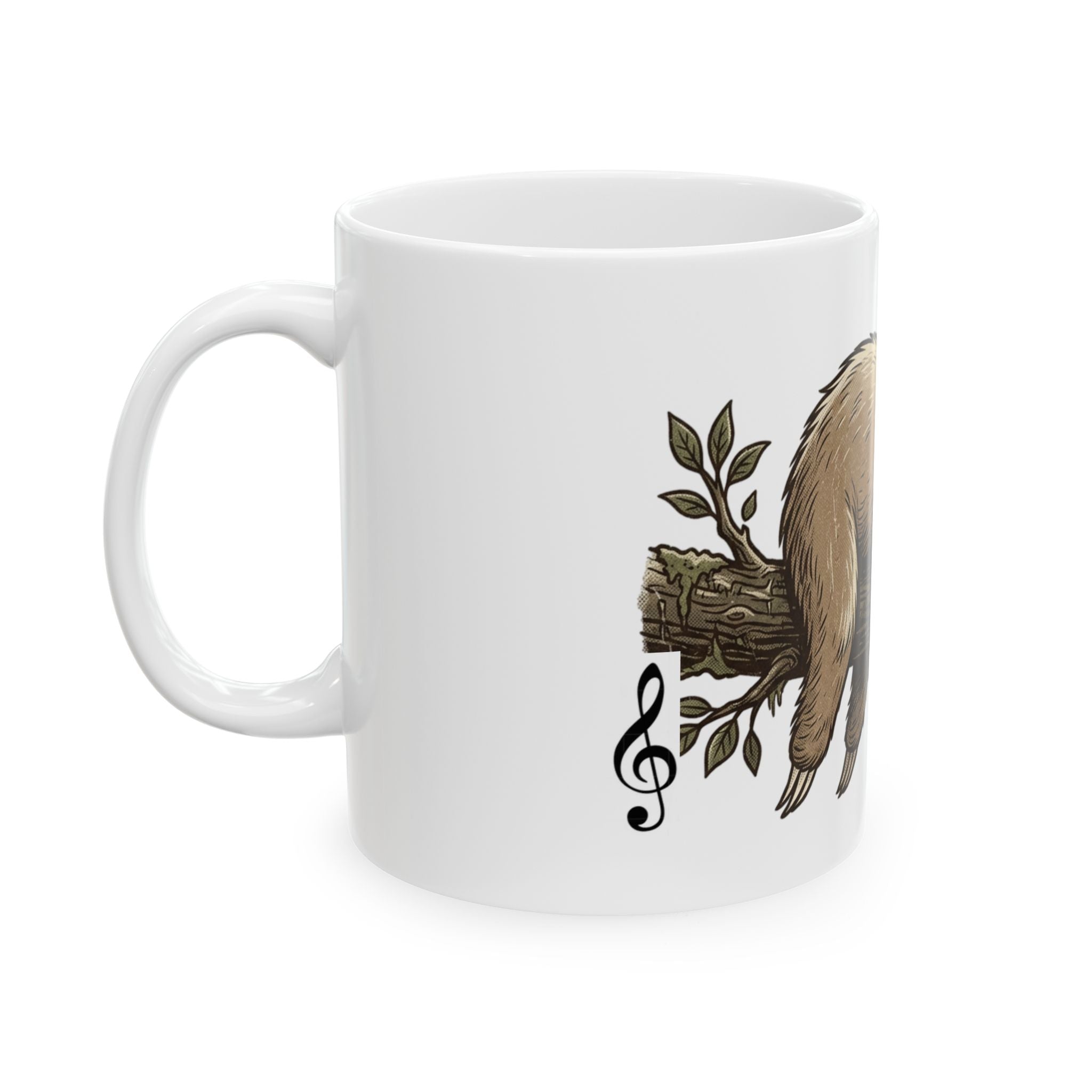 Sloth Coffee Mug — Cute Relaxed Sloth Illustration Ceramic Tea Cup (11oz, 15oz)