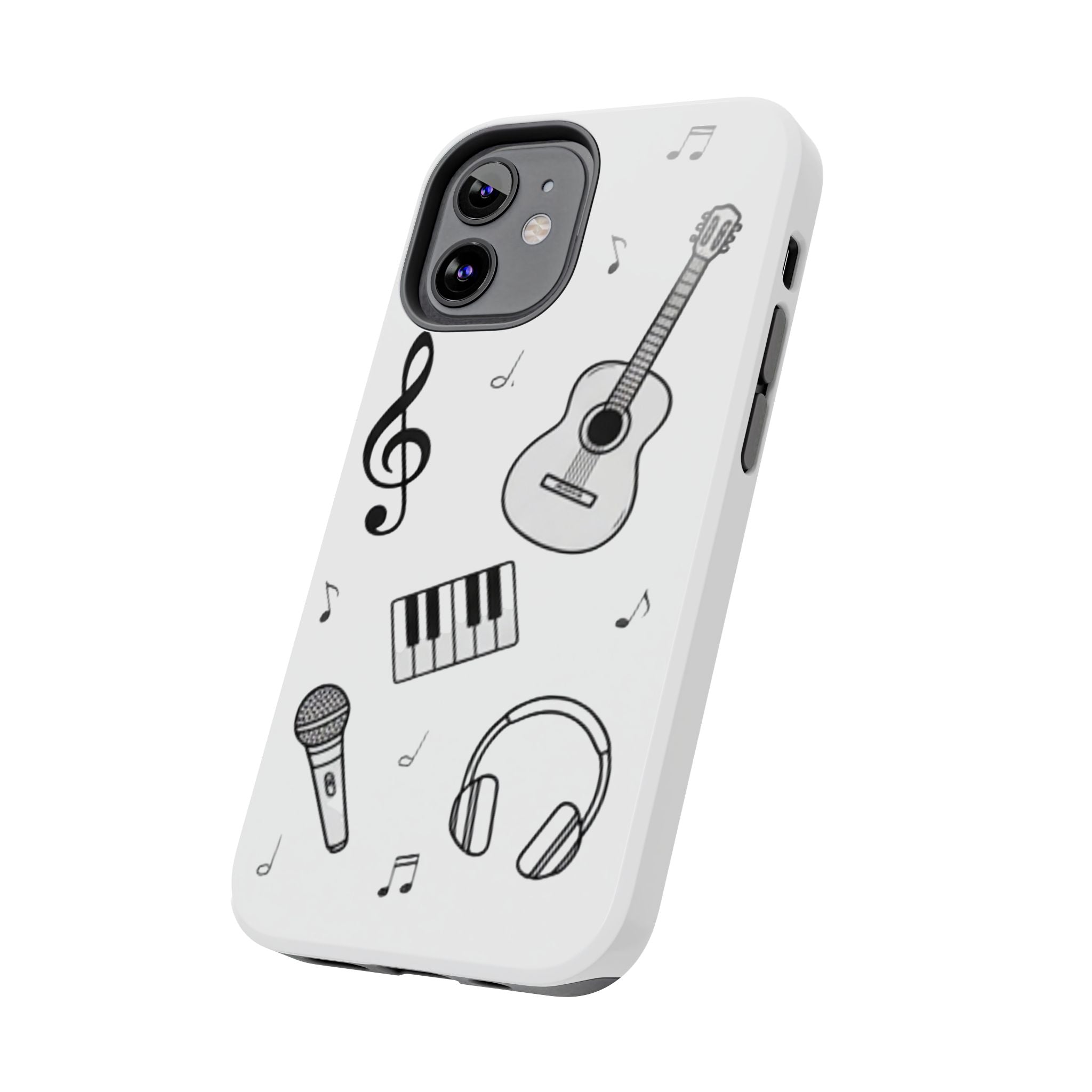 Black Music Icons Tough Phone Case | Guitar, Microphone, Keyboard, Headphones