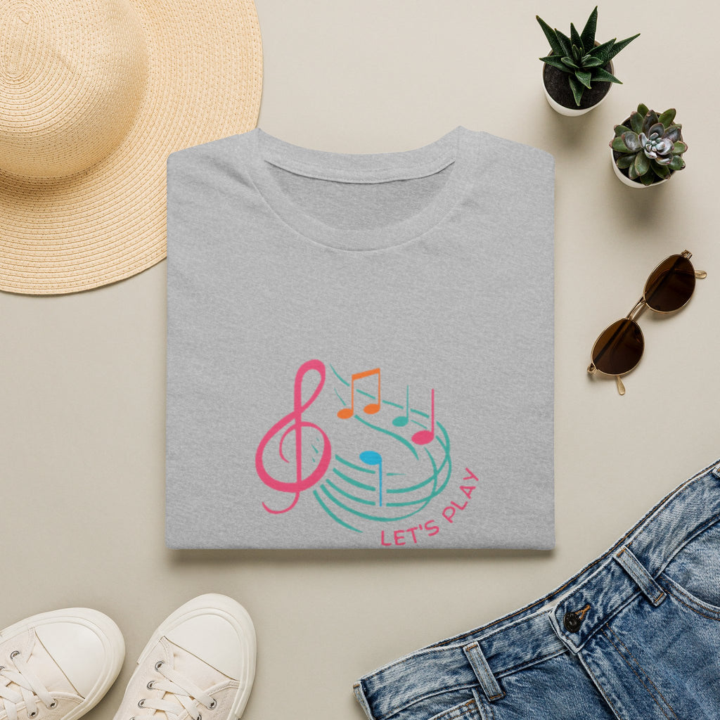 Let's Play Music T-Shirt — Colorful Treble Clef & Notes Graphic