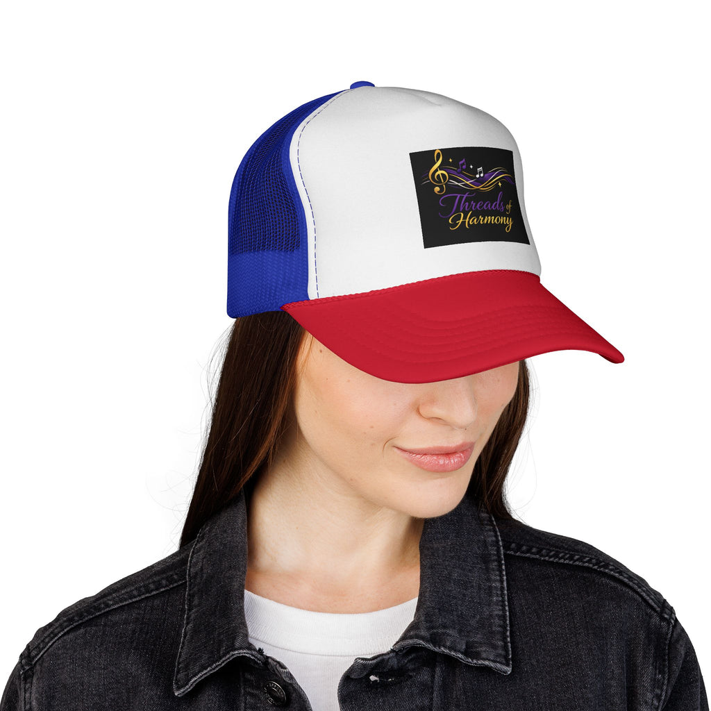 Trucker Cap — "Threads of Harmony" Music Note Embroidered Mesh Hat