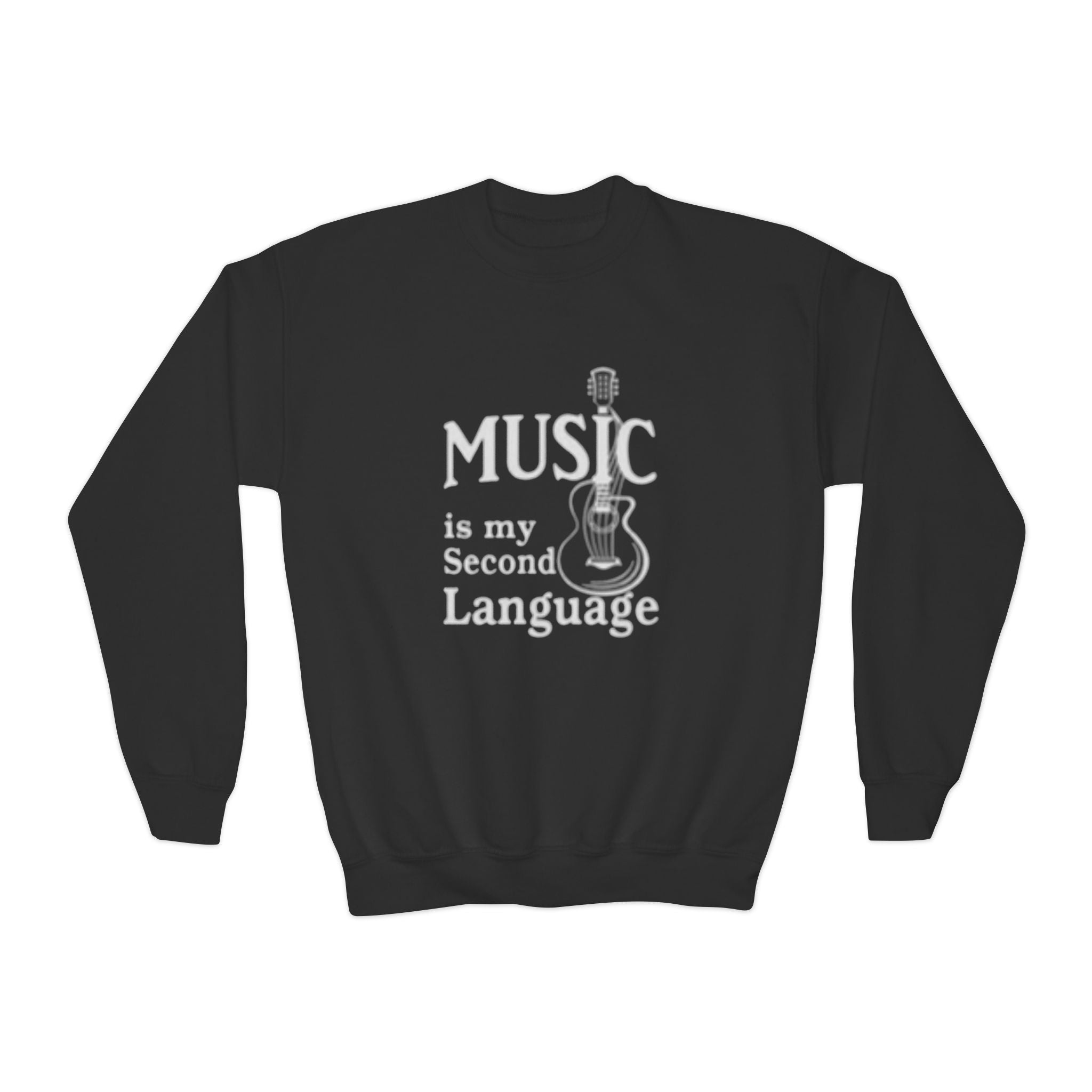 Youth Sweatshirt - "Music Is My Second Language" Guitar Crewneck