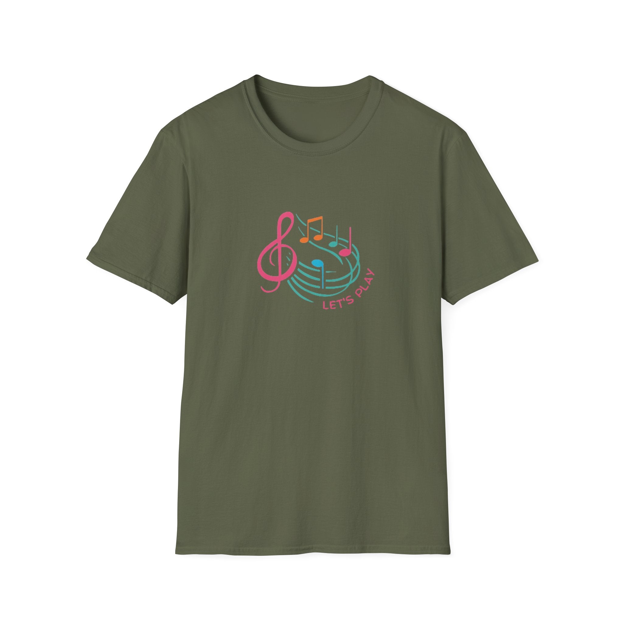 Let's Play Music T-Shirt — Colorful Treble Clef & Notes Graphic