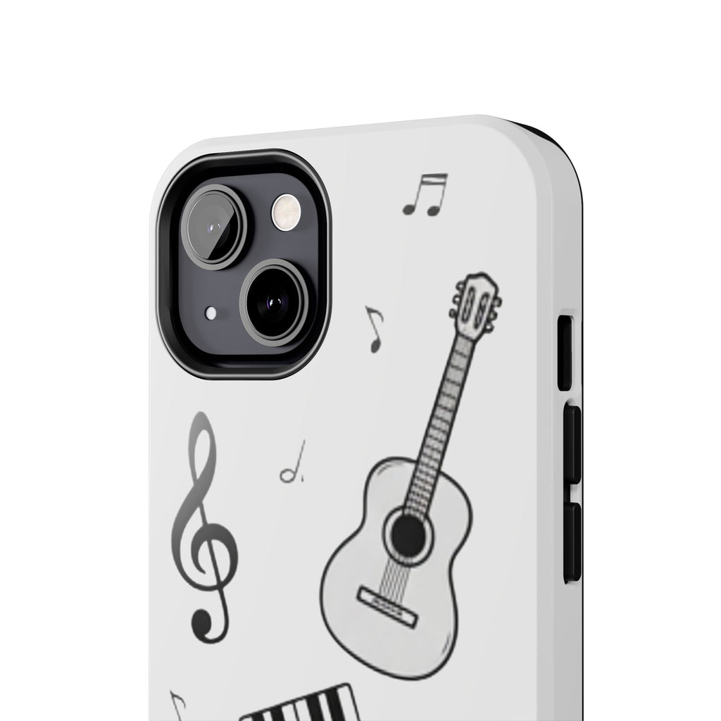 Black Music Icons Tough Phone Case | Guitar, Microphone, Keyboard, Headphones