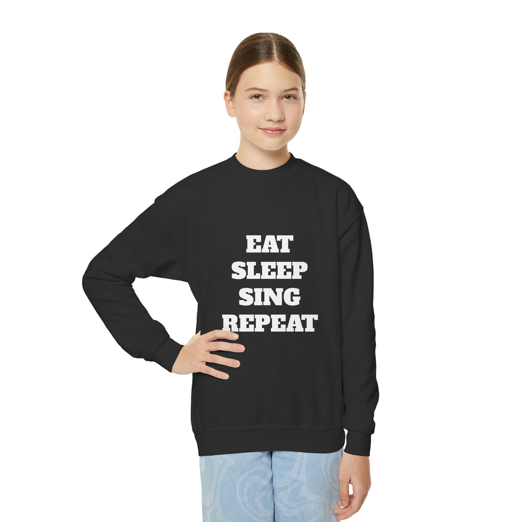 Youth Crewneck Sweatshirt – "Eat Sleep Sing Repeat" Kids Music Lover Pullover