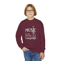 Youth Sweatshirt - "Music Is My Second Language" Guitar Crewneck