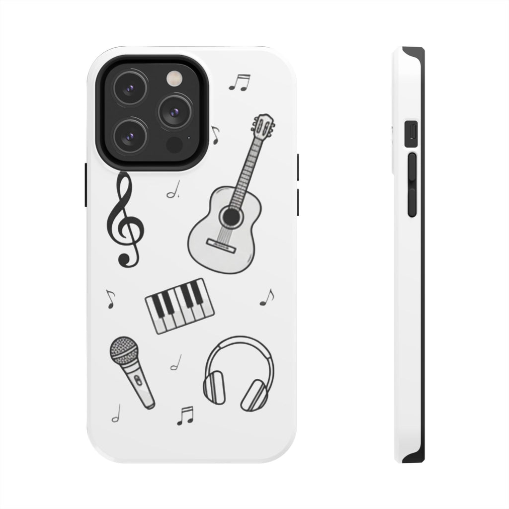 Black Music Icons Tough Phone Case | Guitar, Microphone, Keyboard, Headphones