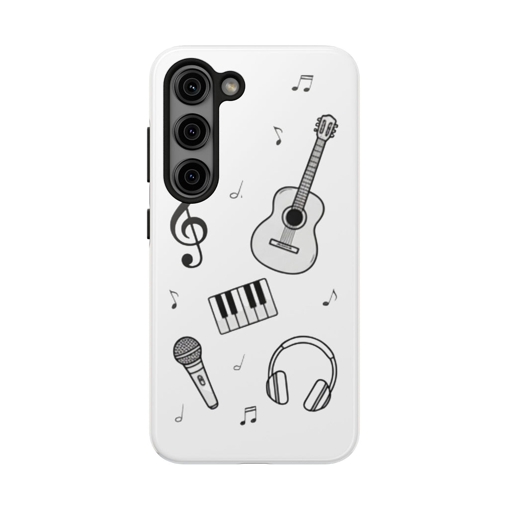 Black Music Icons Tough Phone Case | Guitar, Microphone, Keyboard, Headphones