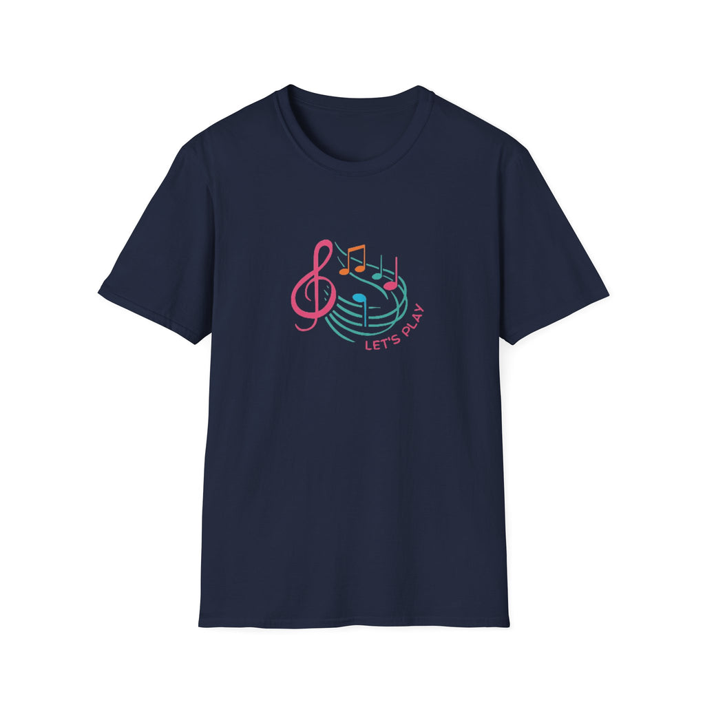 Let's Play Music T-Shirt — Colorful Treble Clef & Notes Graphic