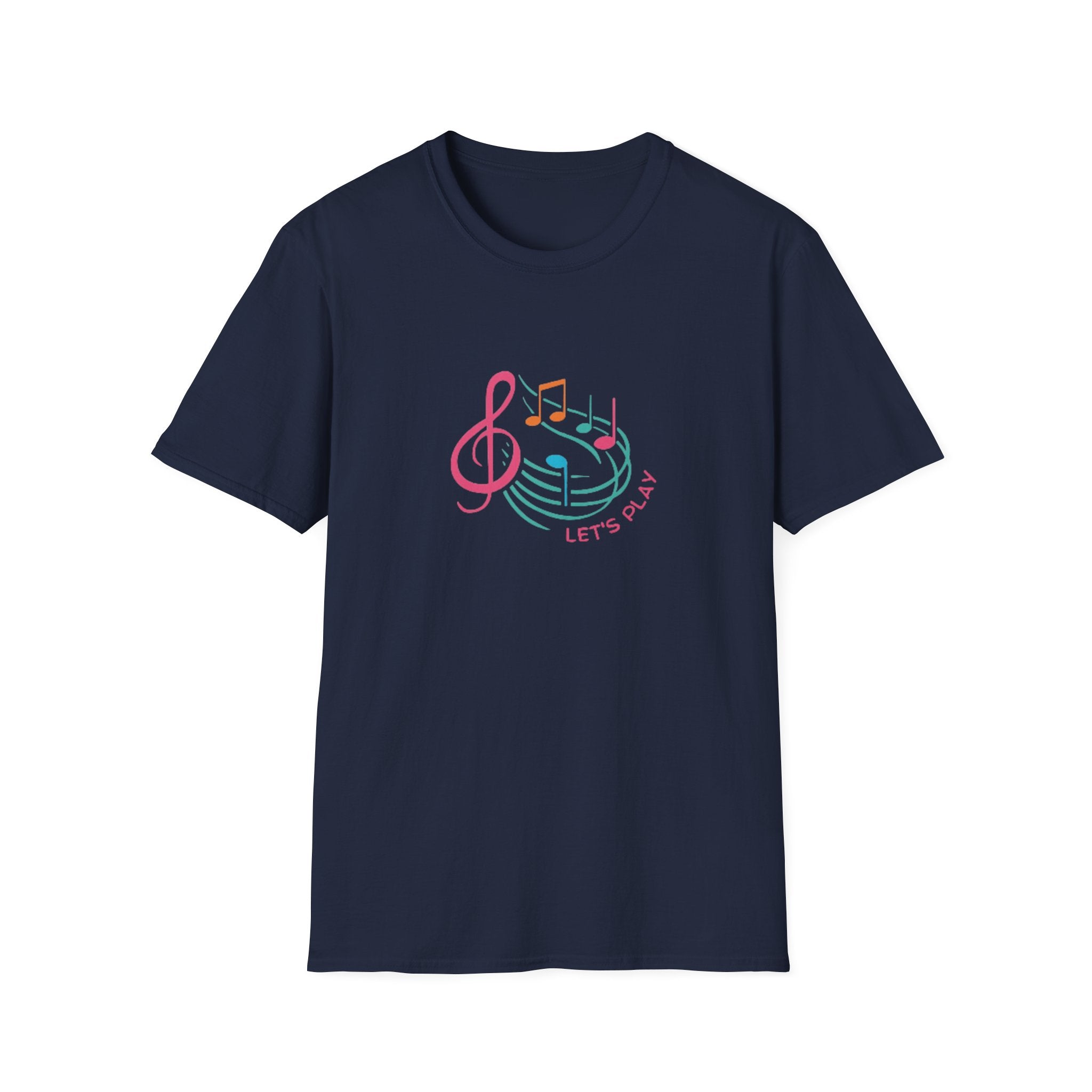 Let's Play Music T-Shirt — Colorful Treble Clef & Notes Graphic