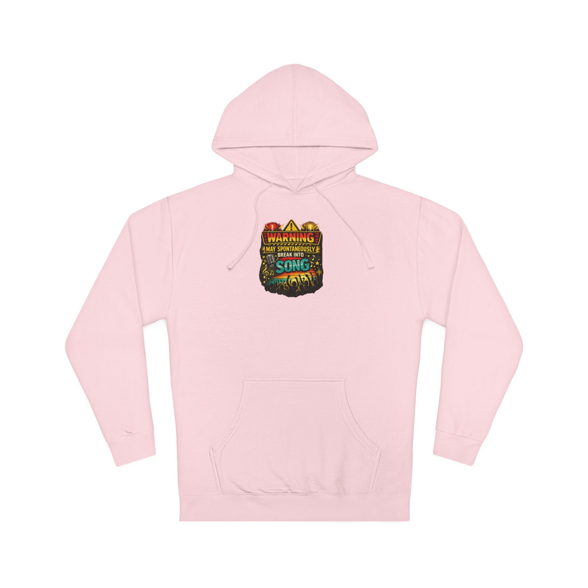 Hoodie — Retro 'Warning: May Break Into Song' Musical Graphic Pullover