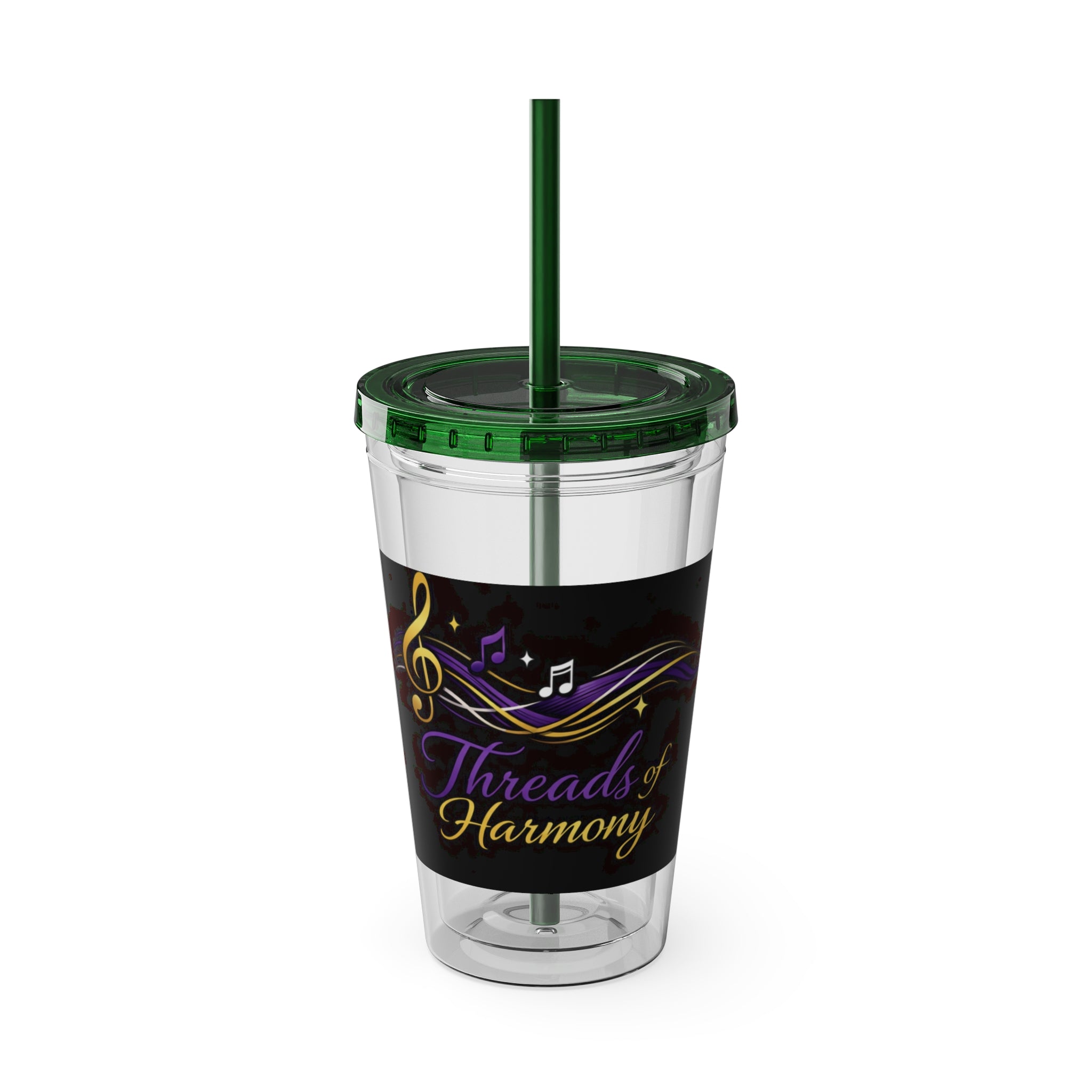 Thread & Harmony 16oz Tumbler with Straw – Music Note Graphic