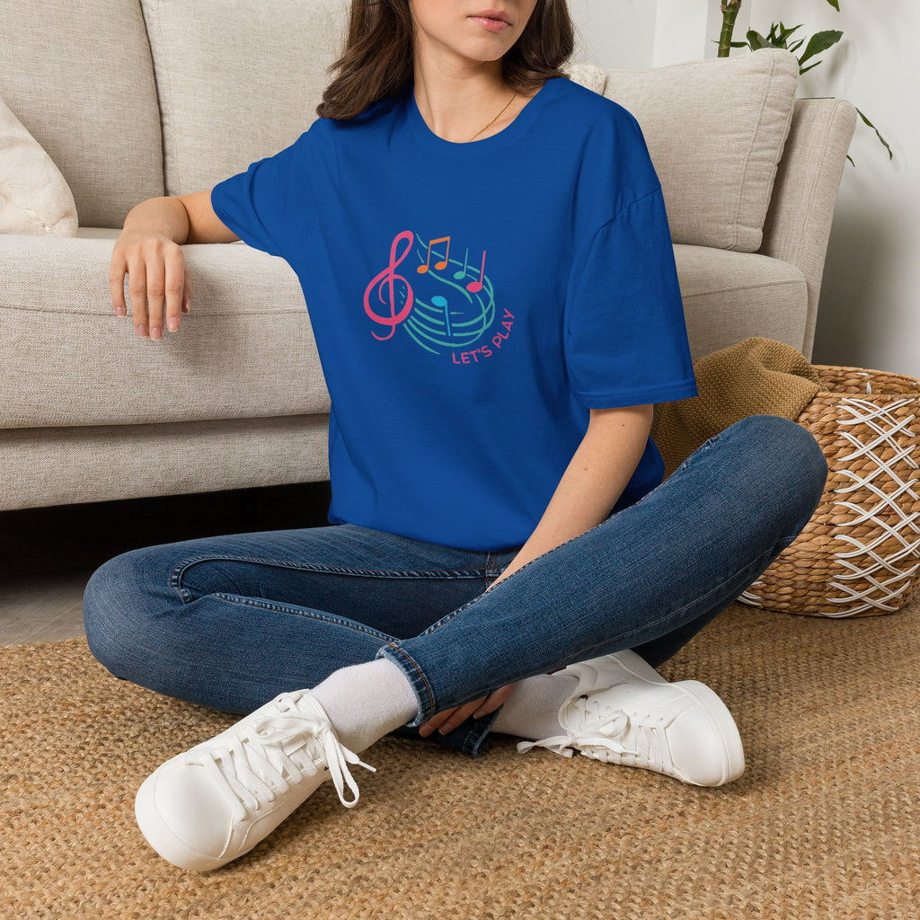 Let's Play Music T-Shirt — Colorful Treble Clef & Notes Graphic