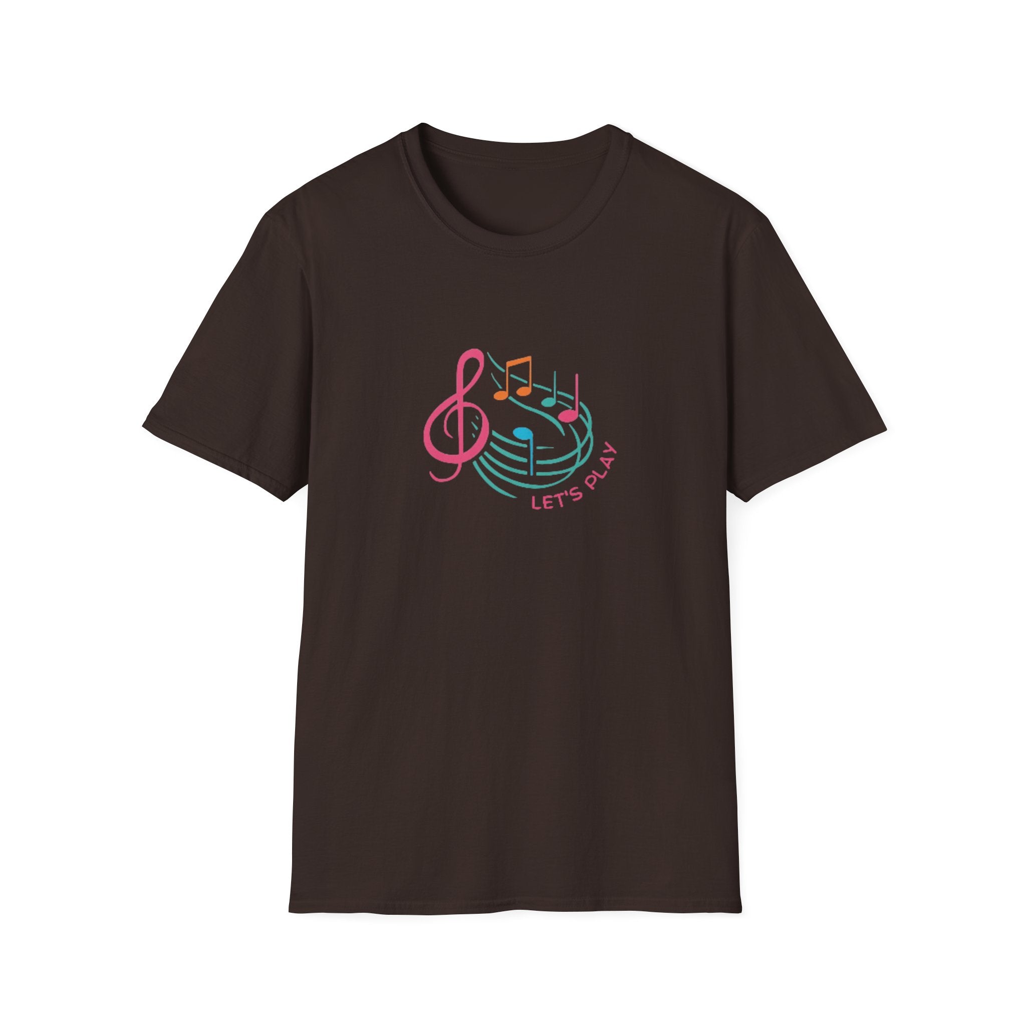 Let's Play Music T-Shirt — Colorful Treble Clef & Notes Graphic