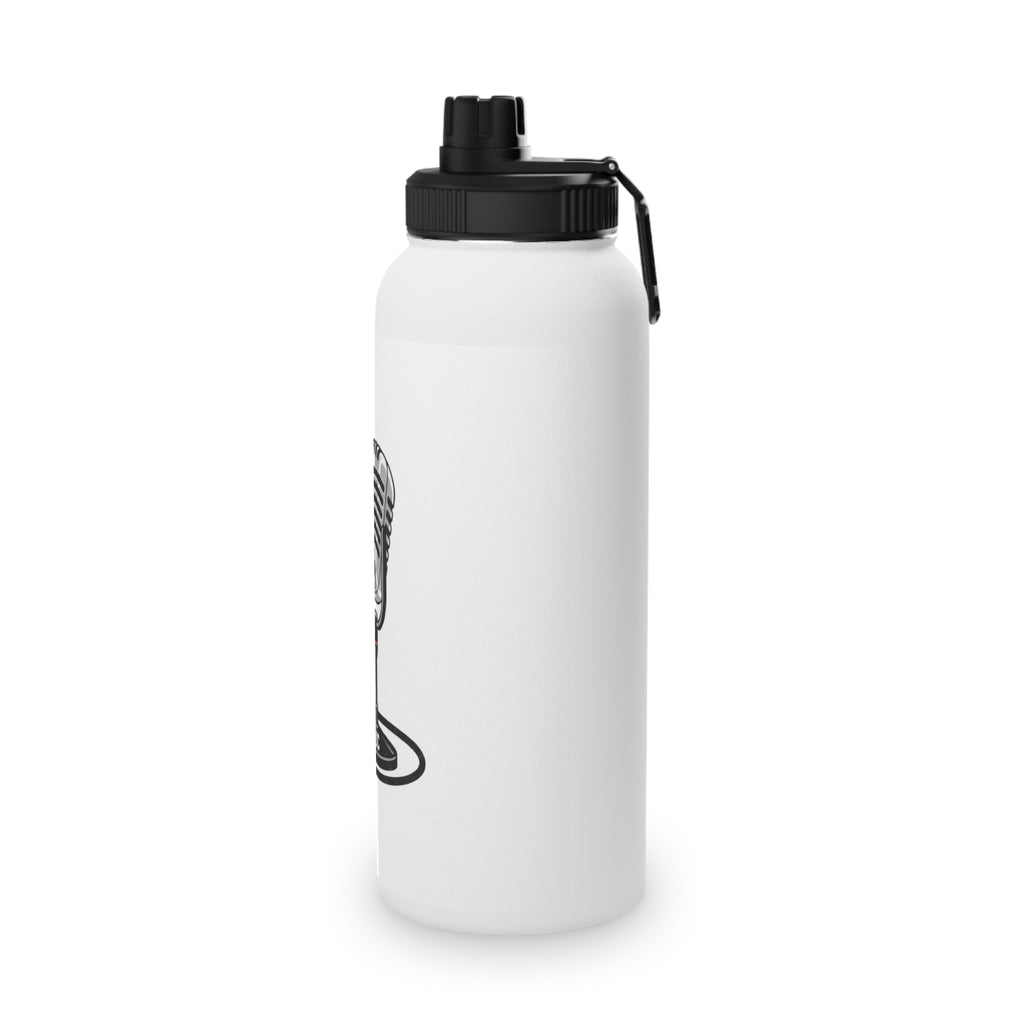 Vintage Microphone Stainless Steel Water Bottle – Retro Mic Design Sports Lid