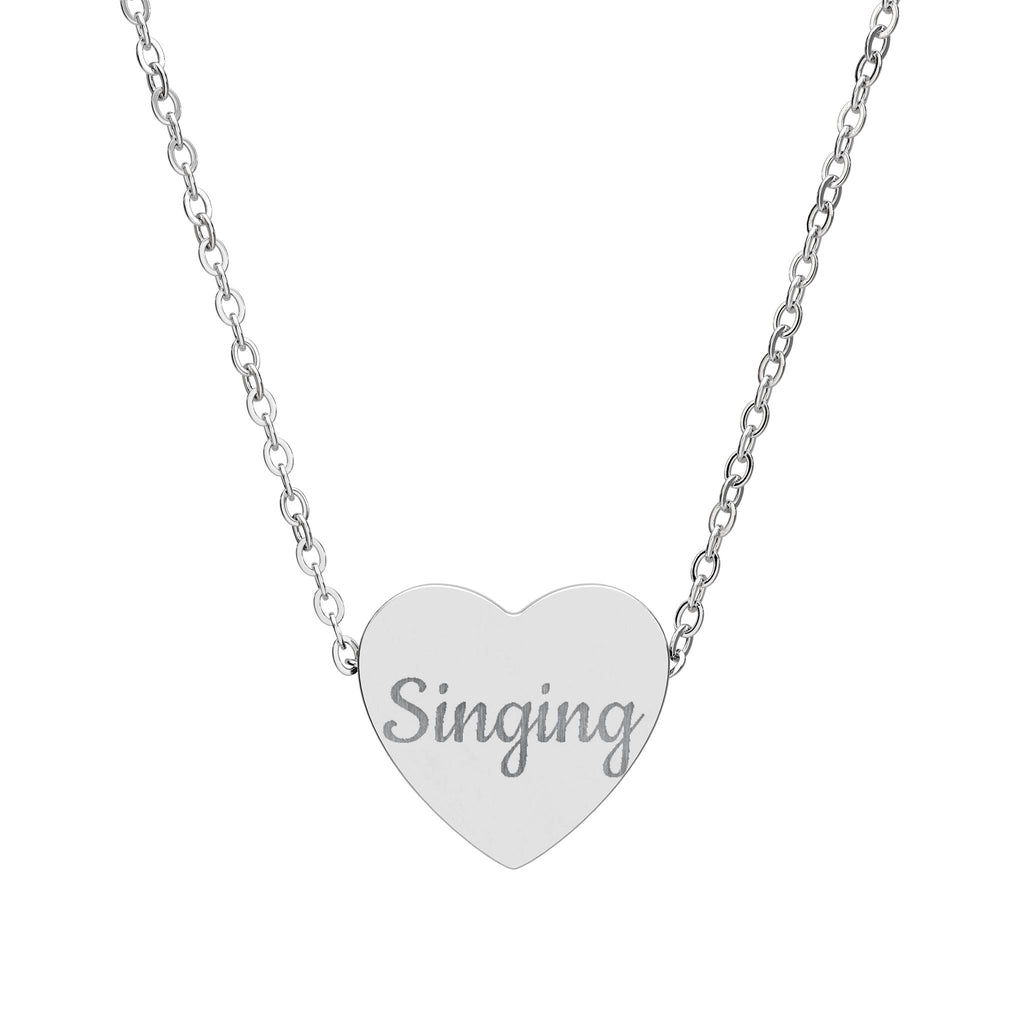 Engraved 'Singing' Heart Necklace — Personalized Music Lover Pendant