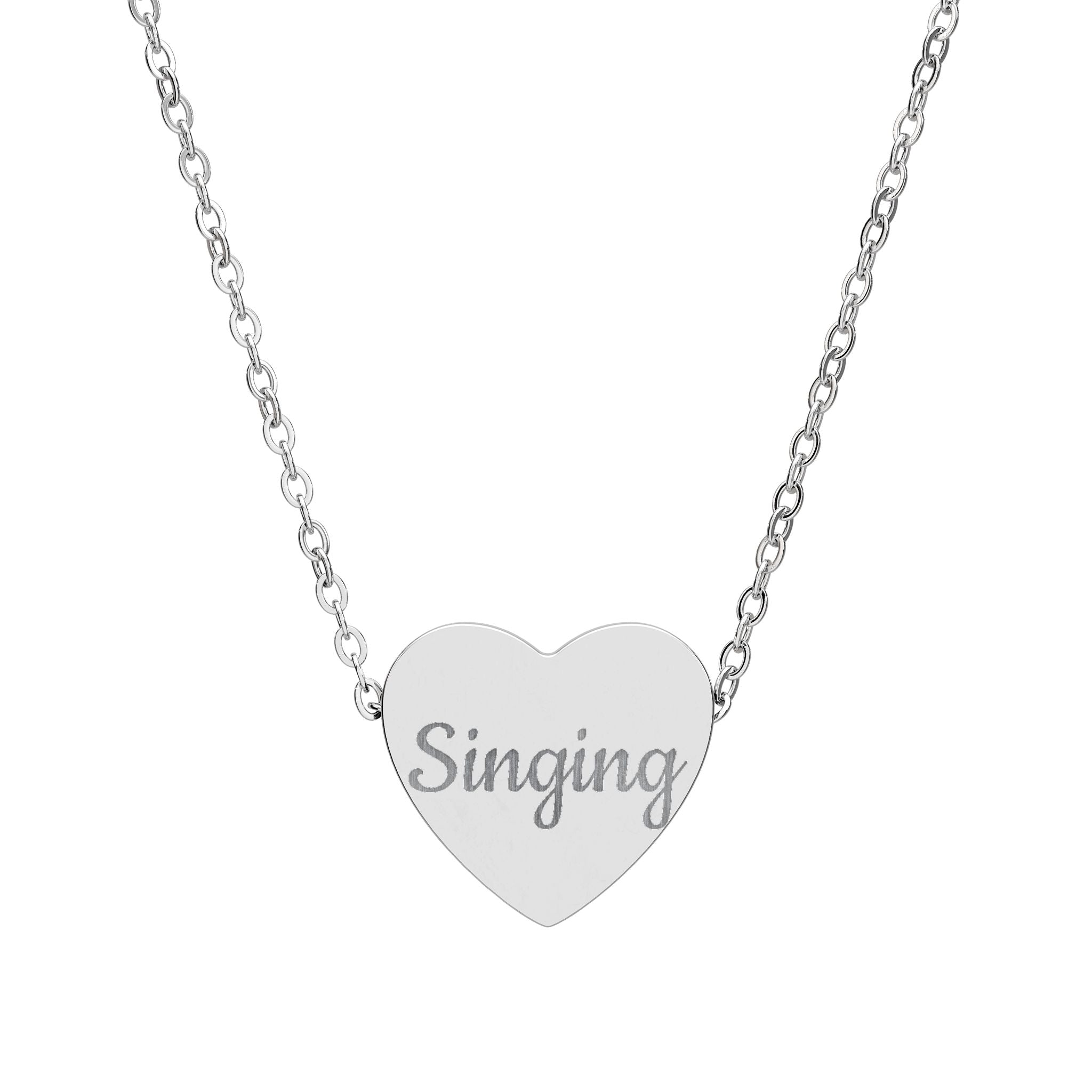 Engraved 'Singing' Heart Necklace — Personalized Music Lover Pendant