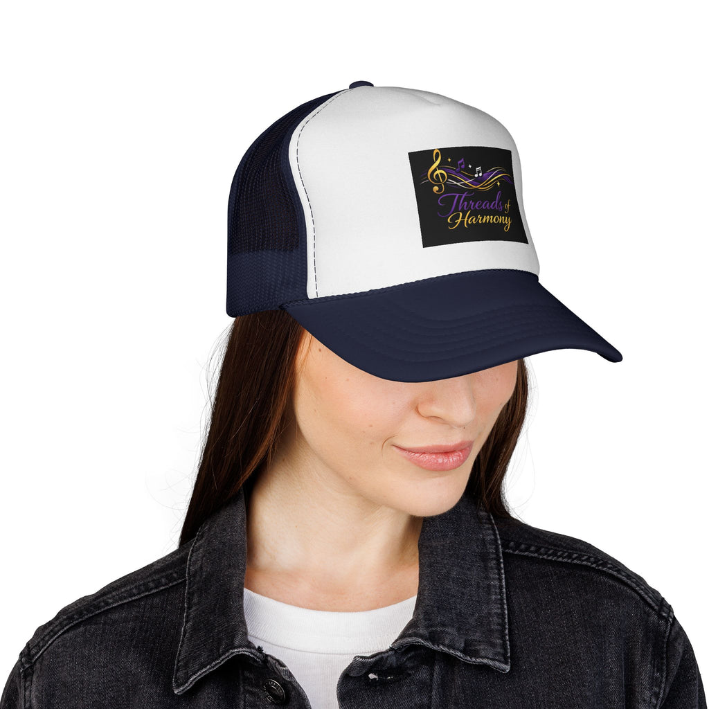 Trucker Cap — "Threads of Harmony" Music Note Embroidered Mesh Hat