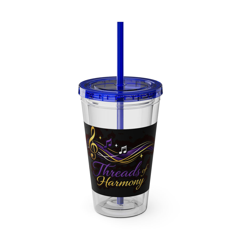 Thread & Harmony 16oz Tumbler with Straw – Music Note Graphic