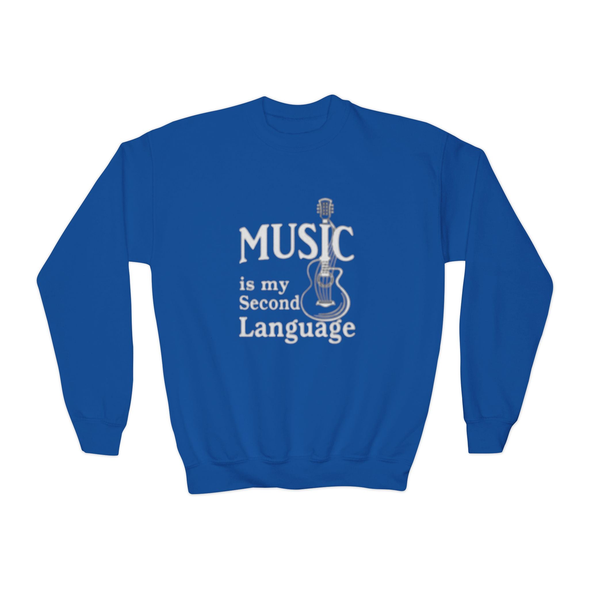 Youth Sweatshirt - "Music Is My Second Language" Guitar Crewneck