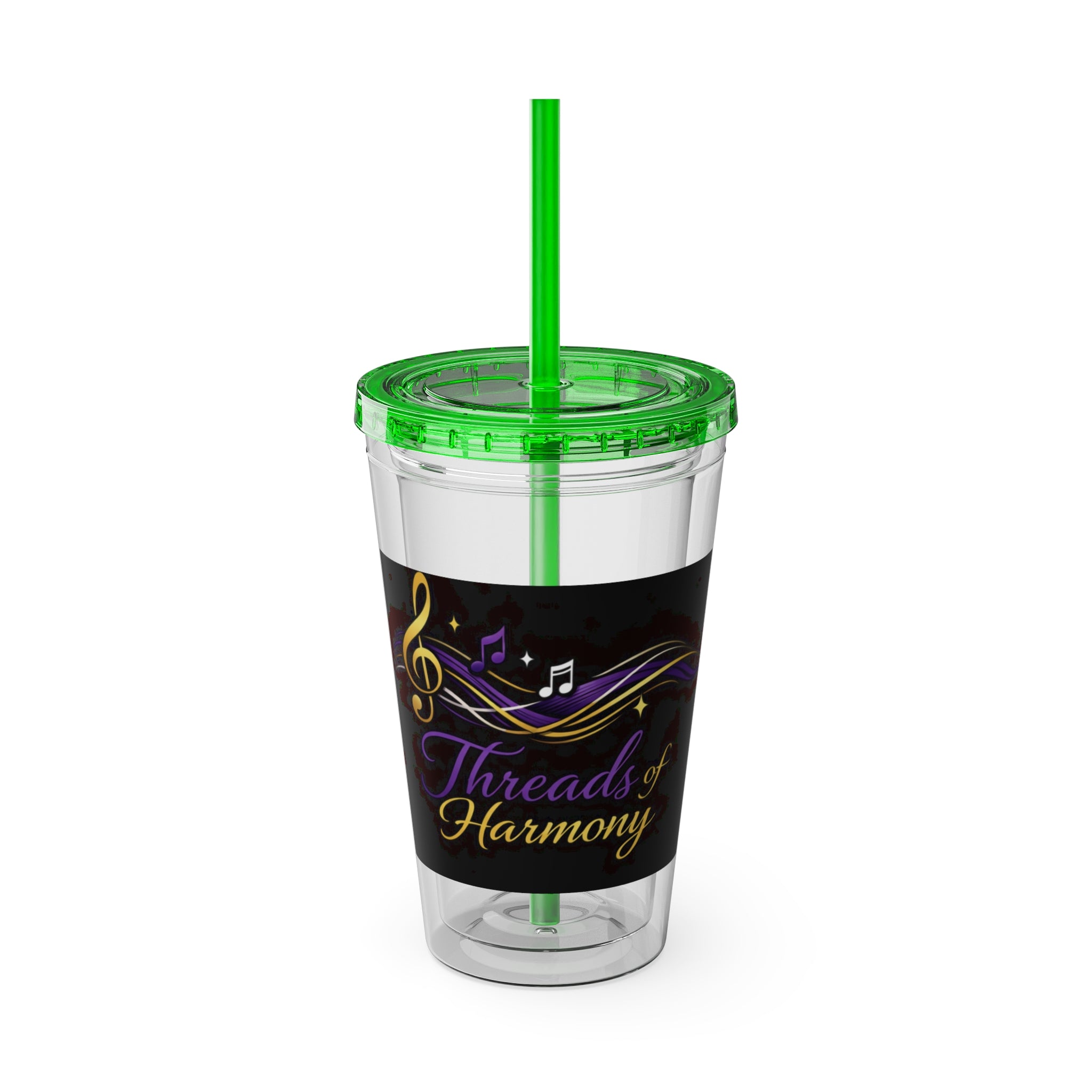 Thread & Harmony 16oz Tumbler with Straw – Music Note Graphic