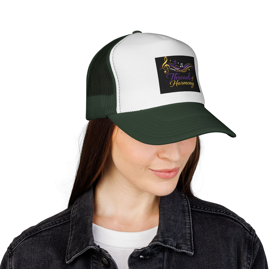 Trucker Cap — "Threads of Harmony" Music Note Embroidered Mesh Hat