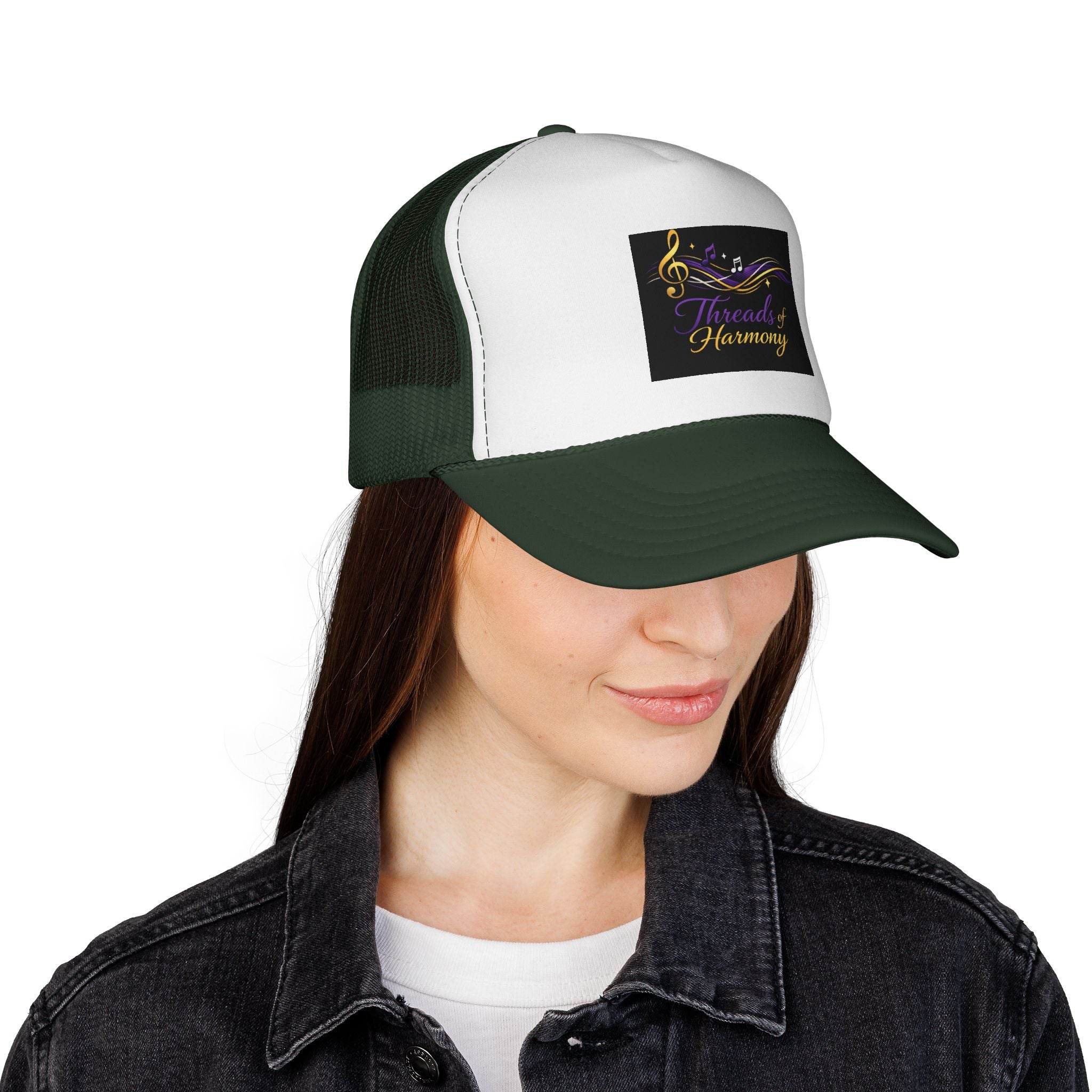 Trucker Cap — "Threads of Harmony" Music Note Embroidered Mesh Hat