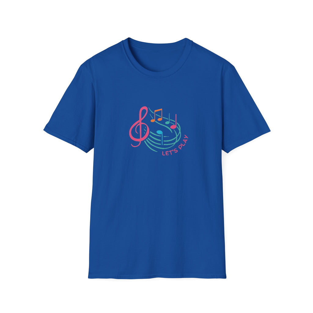 Let's Play Music T-Shirt — Colorful Treble Clef & Notes Graphic