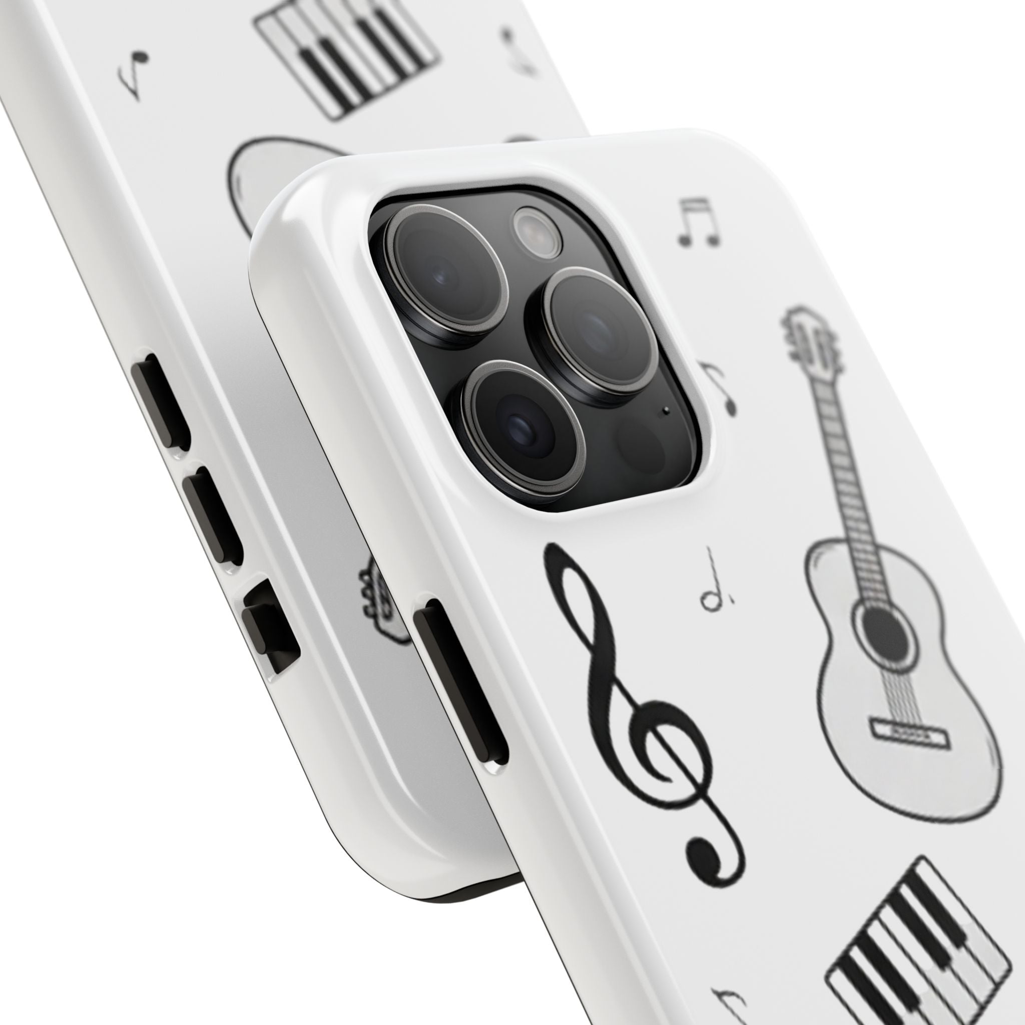 Black Music Icons Tough Phone Case | Guitar, Microphone, Keyboard, Headphones