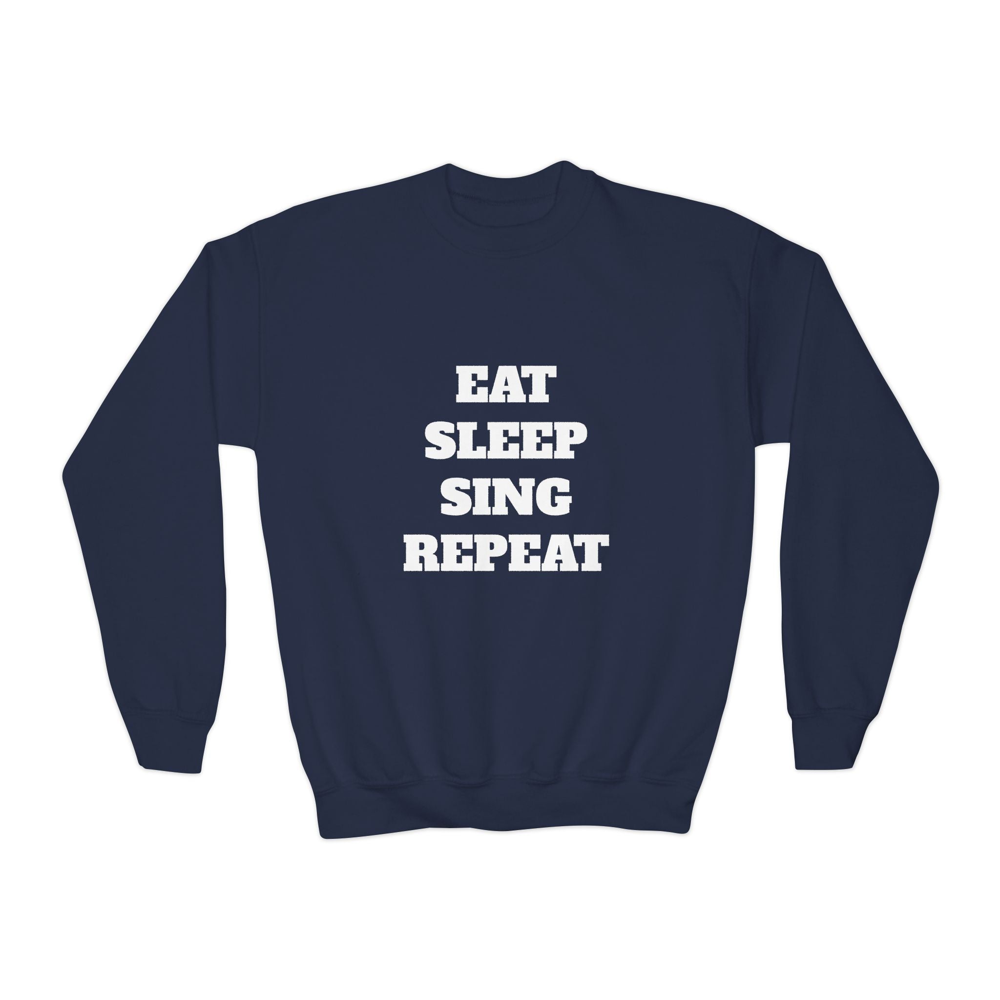Youth Crewneck Sweatshirt – "Eat Sleep Sing Repeat" Kids Music Lover Pullover
