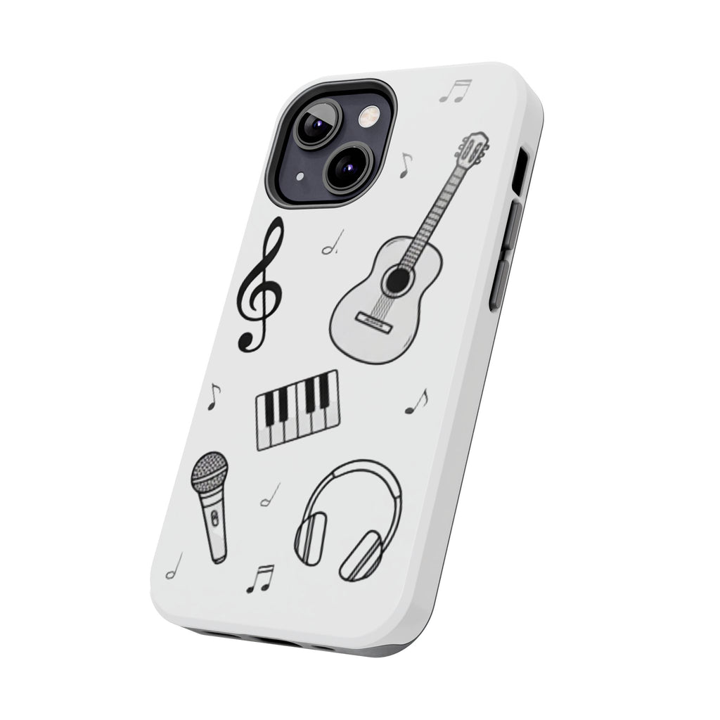 Black Music Icons Tough Phone Case | Guitar, Microphone, Keyboard, Headphones