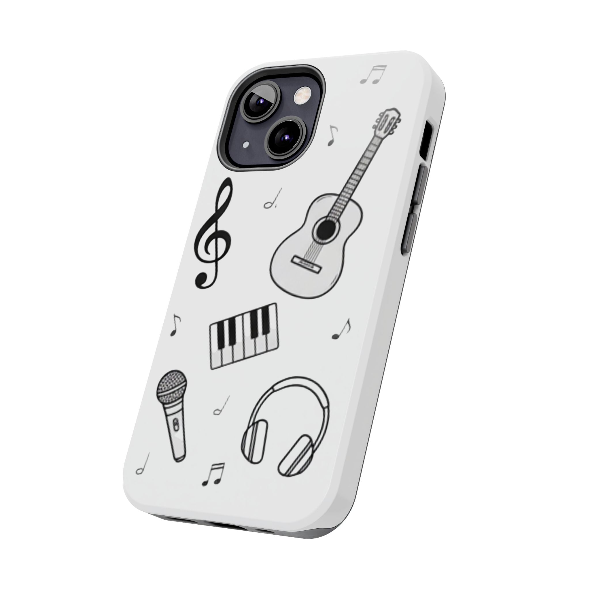 Black Music Icons Tough Phone Case | Guitar, Microphone, Keyboard, Headphones