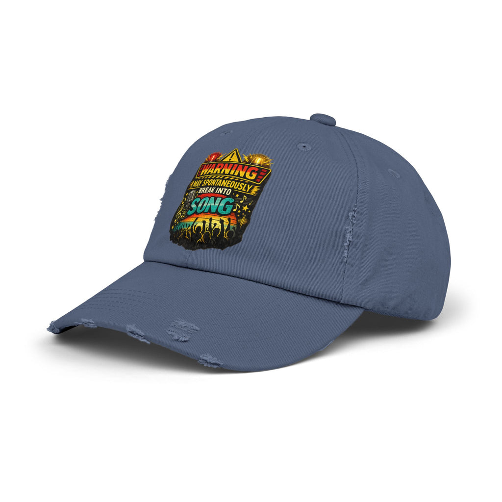 Distressed Cap — "Warning I May Spontaneously Break Into Song" Music Lover Hat