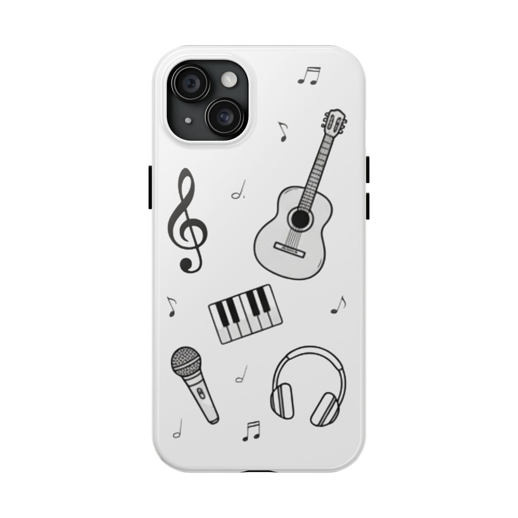 Black Music Icons Tough Phone Case | Guitar, Microphone, Keyboard, Headphones